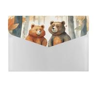 Bear in Woods Folder Water-Resistant Accordion Files Organizer Moisture-Proof Expanding File Folder Pockets Reusable Clear File Folders Files Bags Document Holder