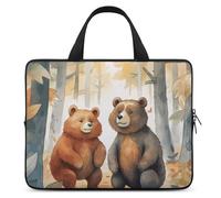 Bear in Woods Laptop Sleeve Ultra-Thin, Waterproof 15inch Laptop Bags, Portable Protective Computer Bag with Hand Strap