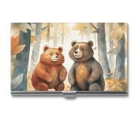 Bear in Woods Metal Business Card Case for Men Women Slim Pocket Purse Multi Wallet Professional Pocket Card Holder for Name Card Credit Card, style, One Size