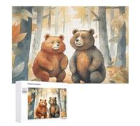 Bear in Woods Puzzles 1000 PCS Wooden Jigsaw Puzzles Personalized Photo Puzzle for Adults Friends Picture Puzzle Gifts for Wedding Birthday Valentine's Day Home Decor