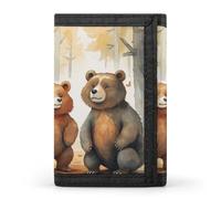 Bear in Woods Trifold Wallet, Card Cases And Money Oganizer Thin Stylish Mini Coin Bag with Zipper Coin Pocket Credit for Men And Women
