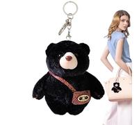 Bear Keychain, Teddy Bear Keychain | Stuffed Cute Handbag Keychains - Cute Bear Plush Keychain Stuffed Animal Bag Pendant Keychain for Car Keys, Black, Consulte la descripción