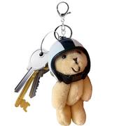 Bear Keyring with Helmet for Backpack, Stylish Pendant and for Travel Backpack or Women's Bag, white, Consulte la descripción