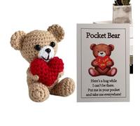 Bear Knitted Doll - 9cm Handmade Plush Toy, Crochet Soft Stuffed Animal, Pocket Sized Cuddly Doll, Lightweight Kids Gift, Adorable Toy | Cute Knitted Bear Dolls For Boys