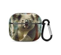 Bear Koala Bluetooth Earbuds Case Cover Full Body Shockproof Protection Hard Case Support Wireless Charging with Keychain Personalized Gift for AirPods 3