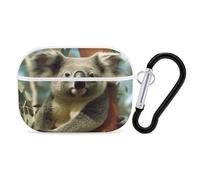 Bear Koala Earbuds Organizer Shockproof Protective Airpods Pro Cover with Carabiner Clip Anti Fall Carrying Earphone Case Cover for Airpods Pro 2nd Generation White