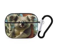 Bear Koala Earbuds Organizer Shockproof Protective Airpods Pro Cover with Carabiner Clip Anti Fall Carrying Earphone Case Cover for Airpods Pro 2nd Generation Black