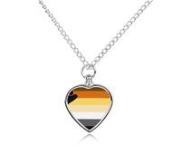 Bear LGBT Gay Flag Custom Urn Necklace for Pet Ashes Cute Pet Memorial Pendant Jewelry Gifts for Dog Cat