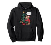 Bear Loves Xmas Teddy Hugging Tree Cute Bearry Christmas Pullover Hoodie