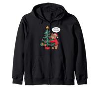 Bear Loves Xmas Teddy Hugging Tree Cute Bearry Christmas Zip Hoodie