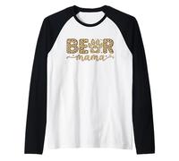 Bear Mama Leopard Print Creature Footprint Raglan Baseball Tee
