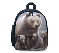 Bear Mama Little Snow Day Cute Backpack Small Daily Daypack Travel Shoulder Bag with Adjustable Strap Funny Graphic