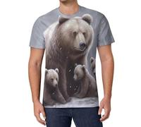 Bear Mama Little Winter Day Men's T-Shirts Classic Short Sleeve Crew Neck Tee Summer Casual Tops Graphic 6XL