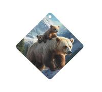 Bear Mama Wild Anima Car Air Freshener Decorative Hanging Aromatherapy Tablets for Car Trucks Rhombus
