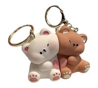 Bear Matching Keychain - Cartoon Pendant Bear Keychain | Bear Pendant Couple Keychain, Cute Keychain Matching Keychains, Car Key Ring for Boyfriend Girlfriend