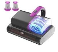 Bear Mattress Vacuum Cleaner, 15Kpa Suction & 253.7nm UV-C Lamp Sterilization 5 in 1 Handheld Dust Mite Vacuum Cleaner, HEPA Filter Dual-Container Handheld Futon Vacuum for Bedding, Sofa & Pillows