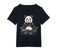 Bear Meditation Spirituality Buddhist Hindu Zen Buddha T-Shirt, Women's Plus, Black, 2X