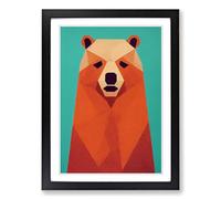 Bear Mid Century Framed Print | A2 Black Framed Wall Art | Ready to Hang | Mid-Century Modern Animal Picture | Living Room Bedroom Lounge Office