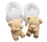 Bear Mold, 2PCS Cute Teddy Bear Silicone Mold, Non Stick Soft Silicone Moulds for Chocolate, Ice Cubes, Candle, Pudding, Soap