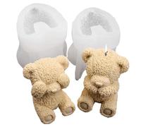 Bear Mold, 2PCS Cute Teddy Bear Silicone Mold, Non Stick Soft Silicone Moulds for Chocolate, Ice Cubes, Candle, Pudding, Soap