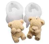 Bear Mold, 2PCS Cute Teddy Bear Silicone Mold, Non Stick Soft Silicone Moulds for Chocolate, Ice Cubes, Candle, Pudding, Soap