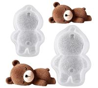 Bear Mold, 3D Bear Ice Cube Mold, Wax Film-Candle Resin, Silicone Mold，BPA-Free Flexible Freezer Tray for Cake Pop Chocolate Candy Making (white2)
