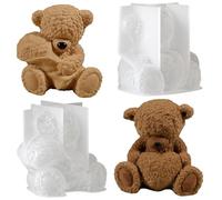 Bear Mold, 3D Bear Ice Cube Mold, Wax Film-Candle Resin, Silicone Mold，BPA-Free Flexible Freezer Tray for Cake Pop Chocolate Candy Making (white3)