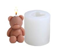 Bear Mold - Adorable 3D Bear Candle Mold, Silicone Fondant Soap Making with DIY Cake Baking Cupcake Topper, Easy to Release