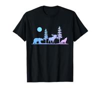 Bear Moose Wolf Alaska Animals PNW Wildlife Nature Lover T-Shirt