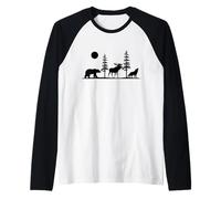 Bear Moose Wolf Nature Lover Alaska PNW Animals Raglan Baseball Tee