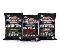 Bear Mountain 3-Pack Wood Pellets for Smoker, Grill & BBQ, 20 Lb, Apple, Hickory & Gourmet - Premium Hardwood Barbecue Pellets for Indoor and Outdoor Grilling