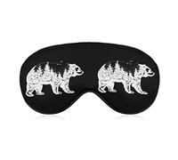 Bear Mountain Silhouette Sleep Mask Soft Blindfold Portable Eye Mask with Adjustable Strap for Men Women