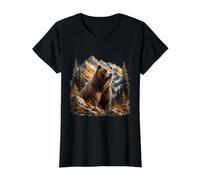 Bear, Mountain Wilderness Nature Lover Value Graphic T-Shirt, Women, Black, S