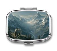 Bear Mountains and ICY Rivers Pill Box 2 Compartment Portable Medicine Pill Case Travel Pill Organizer for Pocket Purse