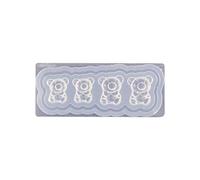 Bear Nail Art Decor Sculpture Stamping Plate Nails Stencils Crystal Epoxy Resin Mold Silicone Nail Carving Jewelry Molds Soap Casting for for for Making