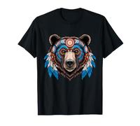 Bear Native American Indian Headdress Feather Tribal Bears T-Shirt