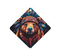 Bear Native Indian Chief Hanging Car Air Fresheners 1Pcs Aromatherapy Tablets Automotive Fragrance Scented Card Decor Rhombus