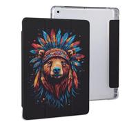 Bear Native Indian Chief Slim Tablet Cases Compatible with iPad Series With Pencil Holder Protective Cover Compatible with IPAD 2020 （10.2in）