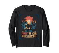 bear nature forest be your soul compass mountain tree Long Sleeve T-Shirt