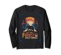 bear nature forest be your soul compass mountain tree Long Sleeve T-Shirt