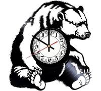 Bear Nature Wild Animals Vintage Black Vinyl Record Wall Clock Wall Art 3D Modern Design Office Bar Room Home Decor Gift