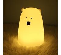 Bear Night Light Children, 7 Colour Changing LED Portable Touch Baby Lamp, USB Rechargeable Silicone Animal Night Light for Children Nursery Toddler Girls Birthday Gift Room Decor (TW-LOSF-ONWE)