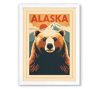 Bear of Alaska Vintage Framed Wall Art Print A3 (42×29.7cm) White, Wall Decor for Living Room, Bedroom, Office & Home, Ready to Hang, Art Gift