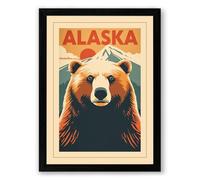 Bear of Alaska Vintage Framed Wall Art Print A4 (29.7×21cm) Black, Wall Decor for Living Room, Bedroom, Office & Home, Ready to Hang, Art Gift
