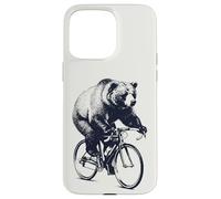 Bear on Racing Bike Vintage Cycling Retro Bicycle Case for iPhone 15 Pro Max