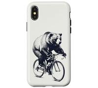 Bear on Racing Bike Vintage Cycling Retro Bicycle Case for iPhone X/XS