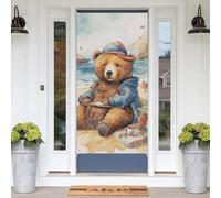Bear on The Beach Door Covers Decorative 71x35 Inches Seasonal Door Covers Banner Porch Sign Photography Background Backdrop Decorations for Front Door Garden Yard Patio Birthday Party Wall