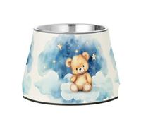 Bear on The Cloud Dog Raised Bowl, 540 ML Feeding Food Pet Bowl Stainless Steel Non-slip High Capacity Cat Bowl