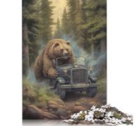 Bear on The Run Puzzle 1000 Piece Adult Jigsaw Puzzle Wooden Puzzles for Adults Teenagers Teenager Man Woman Gift 1000pcs (75x50cm)