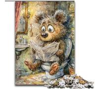 Bear on The Toilet Puzzles for Adults Teens 1000 Pieces, Brain Intelligence Challenge Addictive Toys for Home Decoration (50x75cm)
